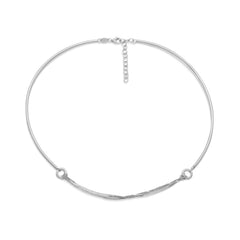 Rhodium Plated Collar with Chain Front