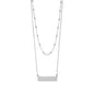 Rhodium Plated Double Strand Engravable Bar Necklace