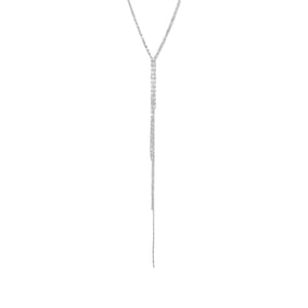 Rhodium Plated Faceted Beaded Chain Drop Necklace