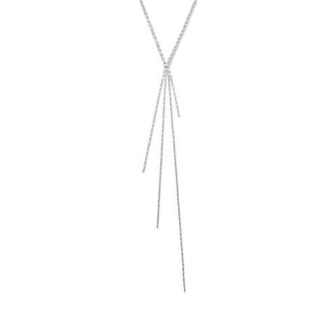 Rhodium Plated Faceted Beaded Chain Drop Necklace