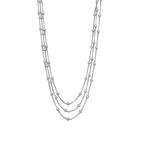 Rhodium Plated 3 Strand Satellite Chain Choker