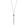 Rhodium Plated Mesh and Knot Lariat Necklace