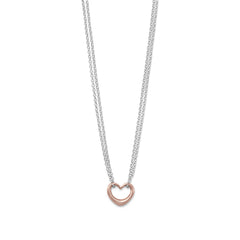 Two Tone Double Stand Open Heart Necklace