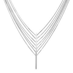 Rhodium Plated 7 Strand Bar Drop Necklace