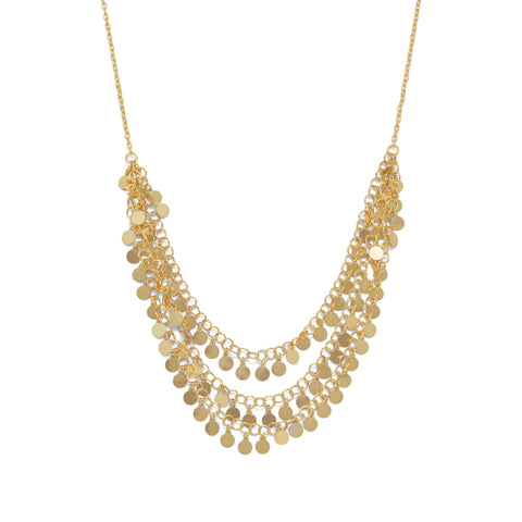 14 Karat Gold Plated Polished Disk Necklace