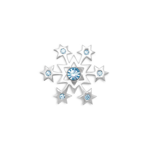 Aqua Crystal Snowflake Pin