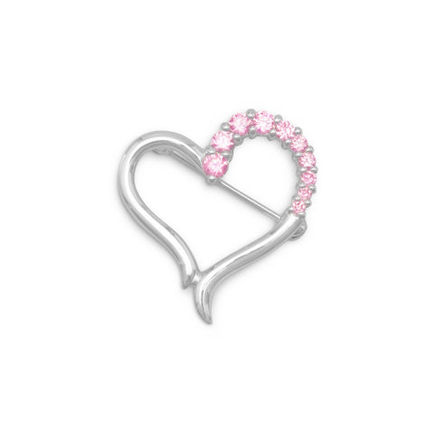 Silver Plated Brass Heart Fashion Pin with CZs