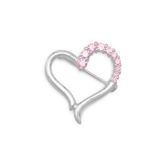 Silver Plated Brass Heart Fashion Pin with CZs