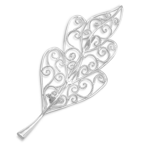 Silver Plated Brass Wire Design Leaf Pin