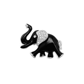 Clear Swarovski Crystal and Black Epoxy Elephant Fashion Pin