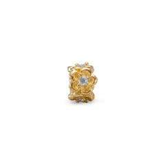 14 Karat Gold Plated Flower Bead with Crystal