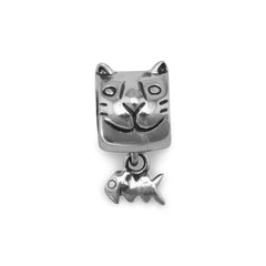 Kitty Face with Fish Bones Charm Bead