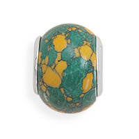 Tan and Green Glass Bead