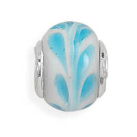 White and Blue Vine Glass Bead
