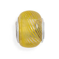 Glass Bead with Yellow Line Design