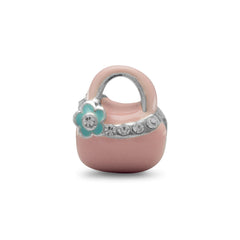 Enamel Purse Bead with Crystal