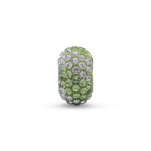 Green and Clear Pave Crystal Bead