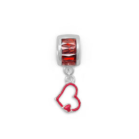 Red CZ and Heart Charm Bead
