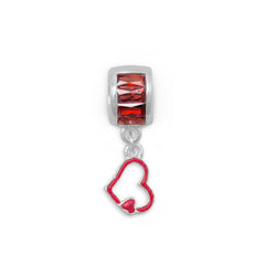Red CZ and Heart Charm Bead