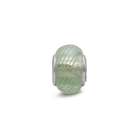 Clear Glass Bead with Green Lines