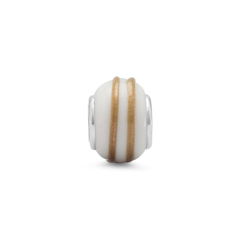 White and Gold Color Glass Bead