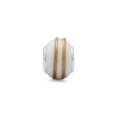 White and Gold Color Glass Bead