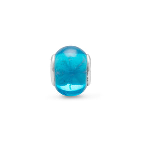 Aqua Glass Bead with Flower Design