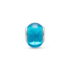Aqua Glass Bead with Flower Design