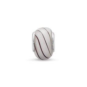 White Glass Bead with Black Lines
