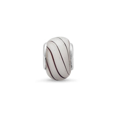 White Glass Bead with Black Lines