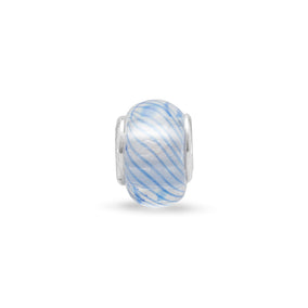 Clear Glass Bead with Dark Blue Lines