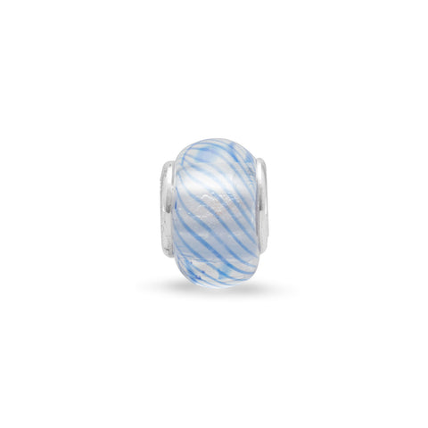 Clear Glass Bead with Dark Blue Lines