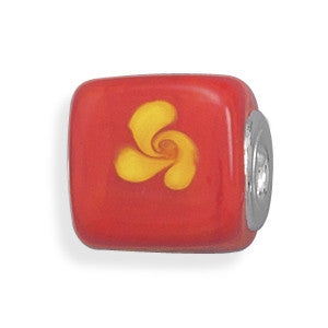 Orange and Yellow Glass Cube Bead