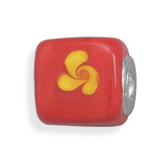 Orange and Yellow Glass Cube Bead