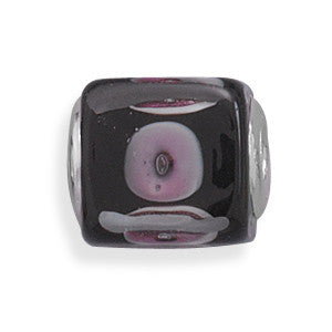 Black and Purple Glass Cube Bead