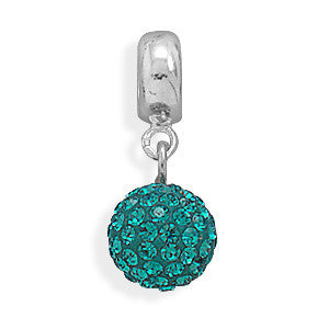 Teal Crystal Ball Charm Bead