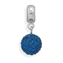 Dark Blue Crystal Ball Charm Bead