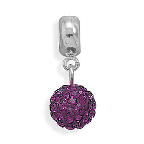 Purple Crystal Ball Charm Bead