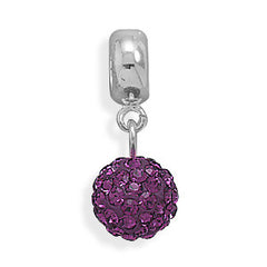Purple Crystal Ball Charm Bead