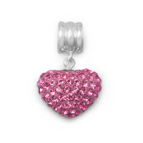 Pink Crystal Heart Charm Bead