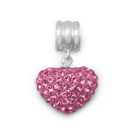 Pink Crystal Heart Charm Bead