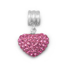 Pink Crystal Heart Charm Bead