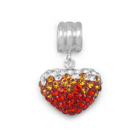 Flame Design Crystal Heart Charm Bead
