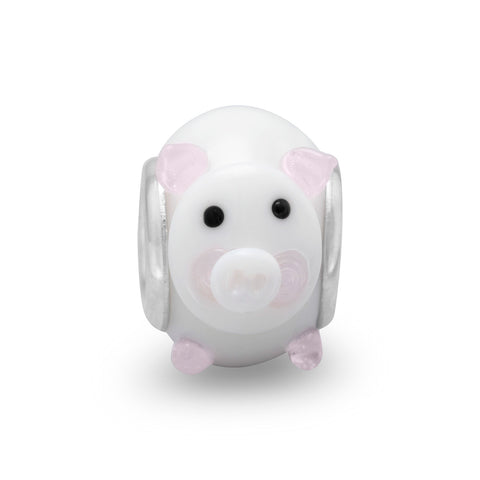 Pink and White Piggy Bead