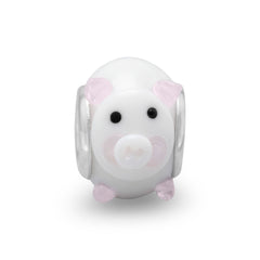 Pink and White Piggy Bead
