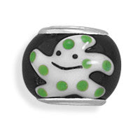 Black, White and Green Starfish Bead