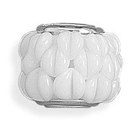 White Textured Glass Bead