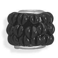 Black Textured Glass Bead