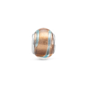 Foil Glass Bead with Multicolored Stripes
