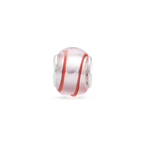 Foil Glass Bead with Red Stripes